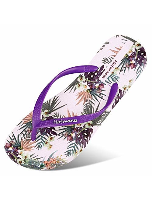 Hotmarzz Women's Flip Flops Bohemia Floral Print Sandals Beach Slippers