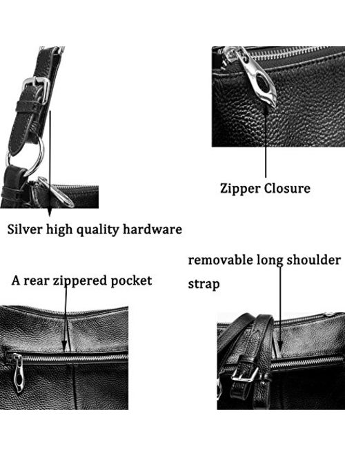 Womens Leather Shoulder Handbags HESHE Tote Bag Top Handle Bag Ladies Designer Purses Satchel Cross-body Handbag