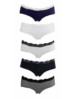 Emprella Underwear Women Plus Size, 5-Pack Hipster Panties, Cotton and Spandex