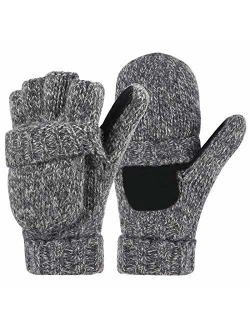 HDE Womens Winter Wool Fingerless Mittens | Warm Convertible Gloves Mitten Cover