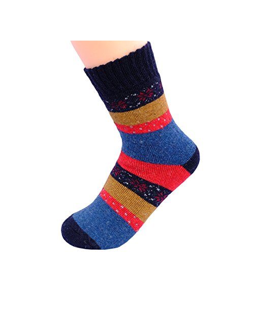 JOYCA & Co. 3-5 Pairs Womens Multicolor Fashion Warm Wool Cotton Thick Winter Crew Socks