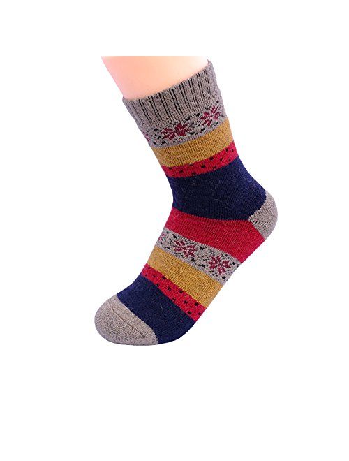 JOYCA & Co. 3-5 Pairs Womens Multicolor Fashion Warm Wool Cotton Thick Winter Crew Socks