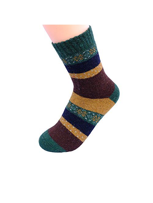 JOYCA & Co. 3-5 Pairs Womens Multicolor Fashion Warm Wool Cotton Thick Winter Crew Socks