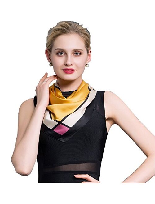 Women's Fashion Soft Large Satin Square Chiffon Polyester Scarf Set Head Neck Multiuse Solid Colors Available