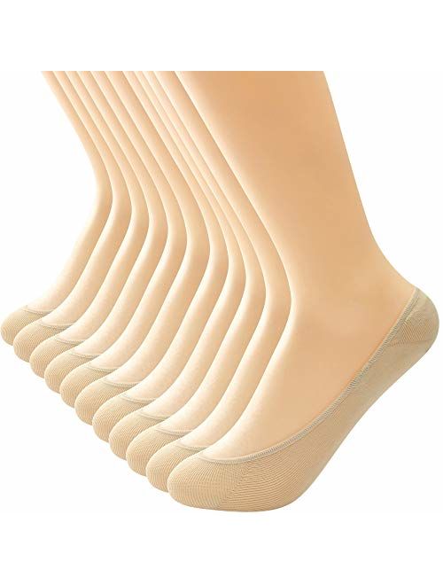 10 Pairs Ultra Low Cut Liner Socks Women No Show Non Slip Hidden Invisible for Flats Boat Summer