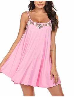 Sexy Lingerie Sleeveless lace Nightgown Adjustable O Neck Full Camisole Slip Dress S-XXL