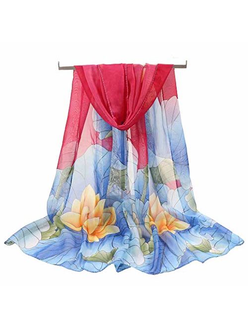 Women's Chiffon Scarf Lightweight Fashion Sheer Scarfs Shawl Wrap Scarves