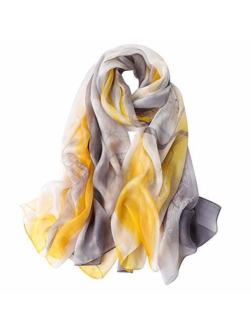 Women's Silk Scarf Fashion Sunscreen Shawls Wraps for Headscarf&Neck