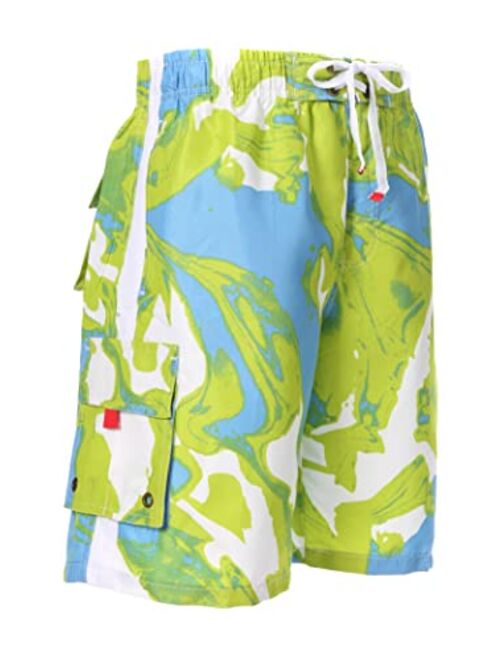 Sakkas Mens Multi Color Wave Design Skate Surf Board Short/Swim Trunks