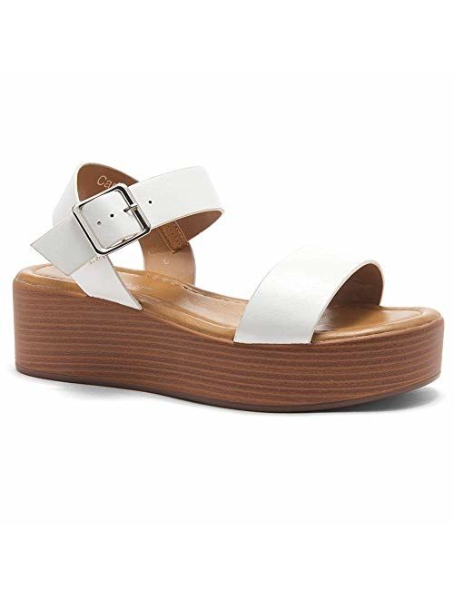 Herstyle Carita Women's Open Toe Ankle Strap Platform Wedge Sandals