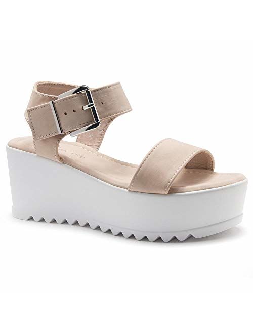 Herstyle Carita Women's Open Toe Ankle Strap Platform Wedge Sandals