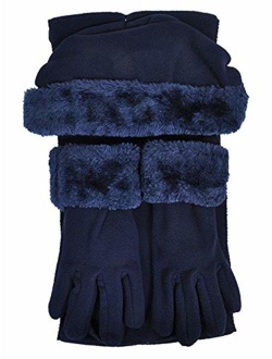 TheDapperTie Women's Solid Fleece 3-Piece gloves scarf Hat Winter Set, 1 Pack Or 2 Pack