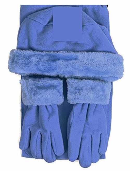 TheDapperTie Women's Solid Fleece 3-Piece gloves scarf Hat Winter Set, 1 Pack Or 2 Pack