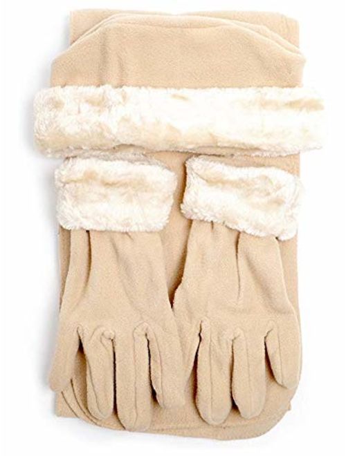 TheDapperTie Women's Solid Fleece 3-Piece gloves scarf Hat Winter Set, 1 Pack Or 2 Pack