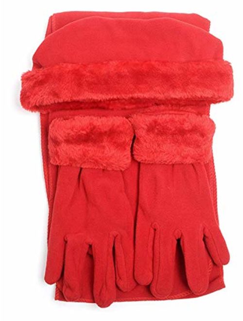 TheDapperTie Women's Solid Fleece 3-Piece gloves scarf Hat Winter Set, 1 Pack Or 2 Pack