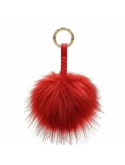 Aiphamy Faux Fur Pom Pom Keychain Purse Bag Charm Fluffy Ball Key Chain for Women