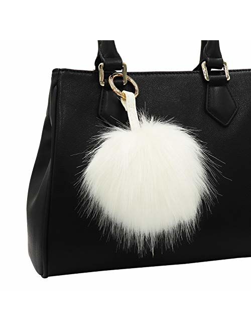 Aiphamy Faux Fur Pom Pom Keychain Purse Bag Charm Fluffy Ball Key Chain for Women