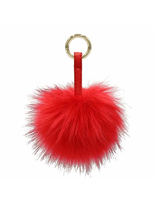 Aiphamy Faux Fur Pom Pom Keychain Purse Bag Charm Fluffy Ball Key Chain for Women