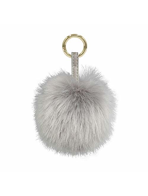 Aiphamy Faux Fur Pom Pom Keychain Purse Bag Charm Fluffy Ball Key Chain for Women