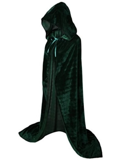 VGLOOK Hooded Cloak Long Velvet Cape for Christmas Halloween Cosplay Costumes 59inch