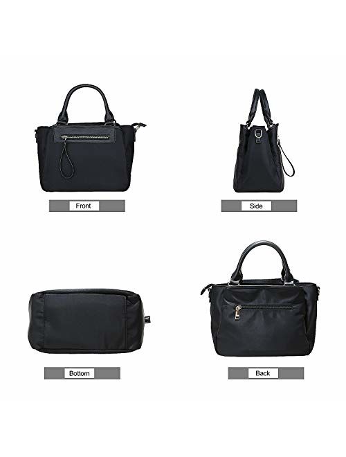 KKXIU Women Handle Handbags Shoulder Pockets Zipper Purse Satchel Crossbody Nylon Bags