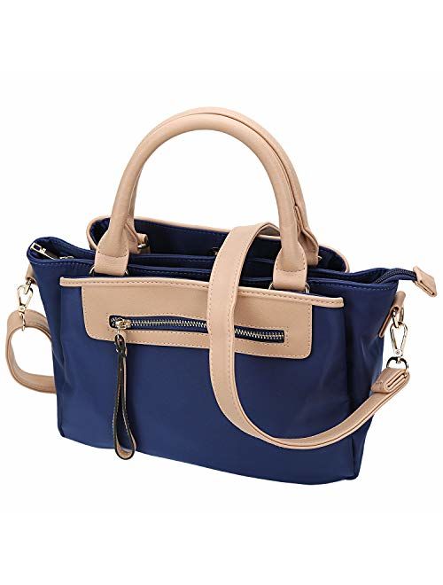 KKXIU Women Handle Handbags Shoulder Pockets Zipper Purse Satchel Crossbody Nylon Bags