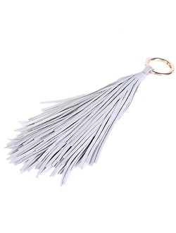 ZOONAI Women Leather Tassel Keychain Car Keyring Holder Bag Wallet Purse Decorations