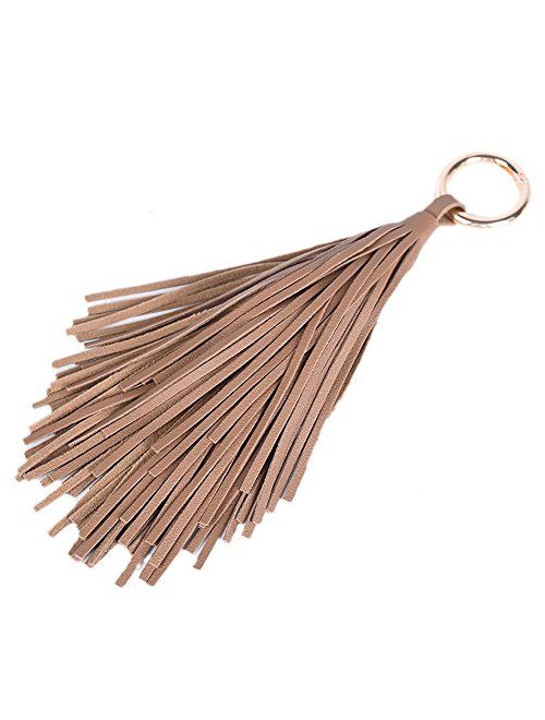 ZOONAI Women Leather Tassel Keychain Car Keyring Holder Bag Wallet Purse Decorations