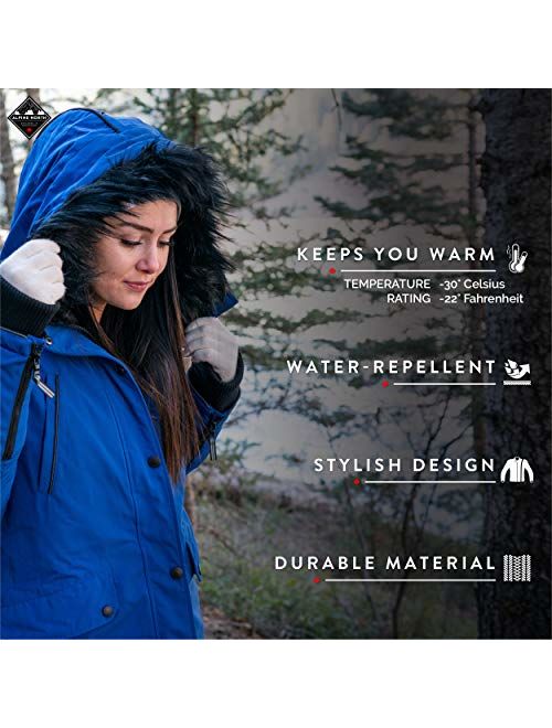 Alpine North Womens Vegan Down Long Parka Winter Jacket