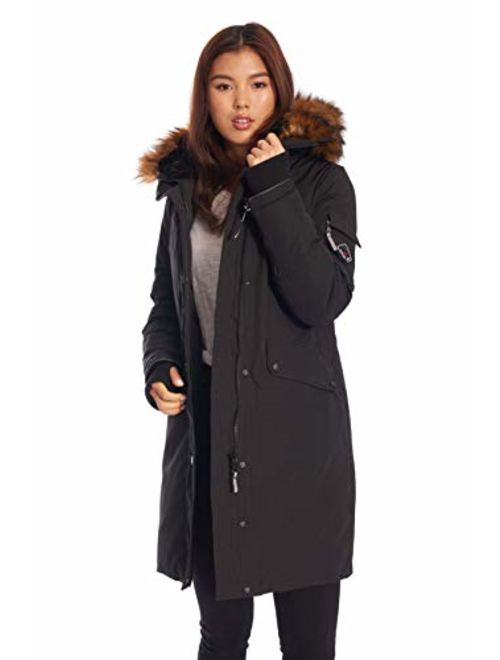 Alpine North Womens Vegan Down Long Parka Winter Jacket