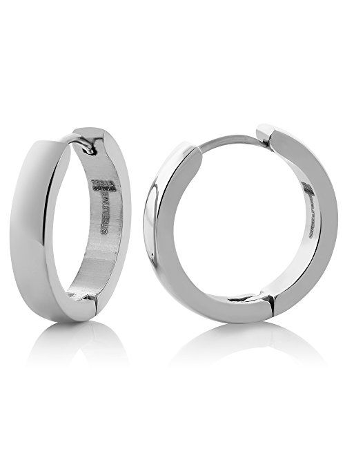 Gem Stone King Stainless Steel Round Huggies Hoop Earrings (20MM Diameter & 4MM Width)