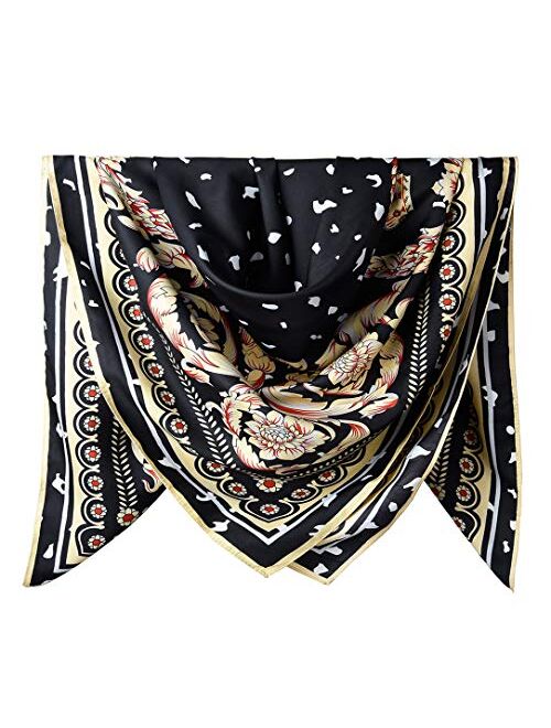 corciova XL 40x40 Inch Extra Large Silk Satin Scarf Tops for Women Head Wraps Shirt Bandana Headscarf