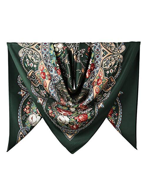 corciova XL 40x40 Inch Extra Large Silk Satin Scarf Tops for Women Head Wraps Shirt Bandana Headscarf