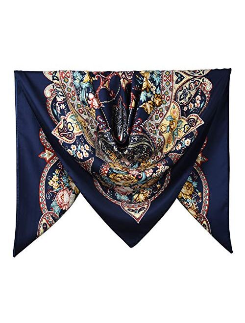 corciova XL 40x40 Inch Extra Large Silk Satin Scarf Tops for Women Head Wraps Shirt Bandana Headscarf