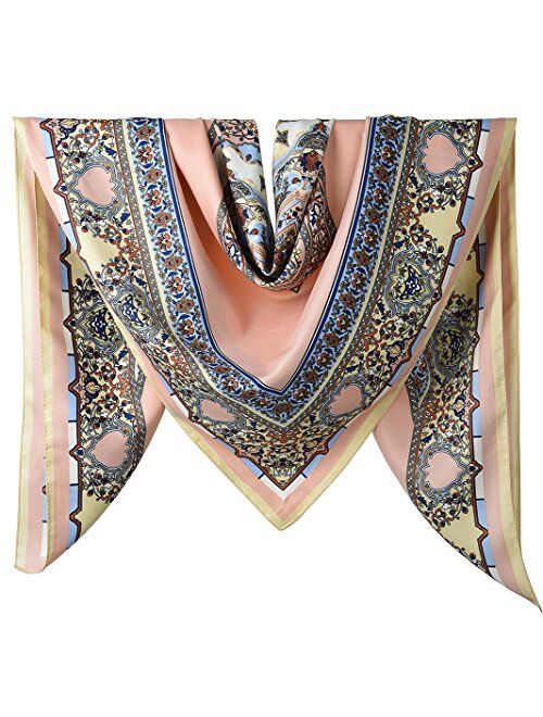 corciova XL 40x40 Inch Extra Large Silk Satin Scarf Tops for Women Head Wraps Shirt Bandana Headscarf