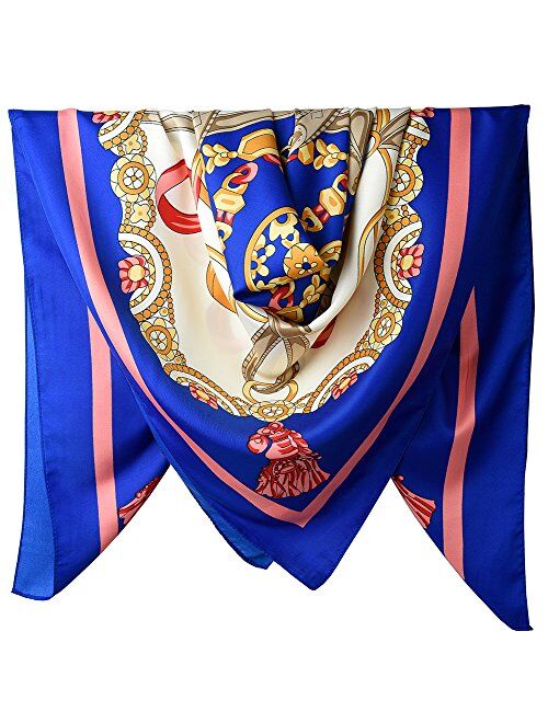 corciova XL 40x40 Inch Extra Large Silk Satin Scarf Tops for Women Head Wraps Shirt Bandana Headscarf