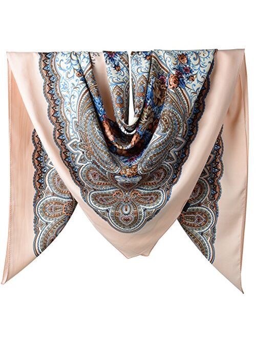 corciova XL 40x40 Inch Extra Large Silk Satin Scarf Tops for Women Head Wraps Shirt Bandana Headscarf