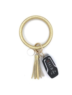simpleGURU Bracelet Keychain with Tassel Leather Wristlet Keychain Bangle Key Ring Bracelet for Women and Girls