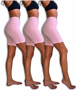 Sexy Basics Slip Shorts | 3-Pack Bike Shorts | Cotton Spandex Stretch Boyshorts for Yoga/Workouts
