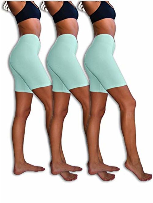 Sexy Basics Slip Shorts | 3-Pack Bike Shorts | Cotton Spandex Stretch Boyshorts for Yoga/Workouts