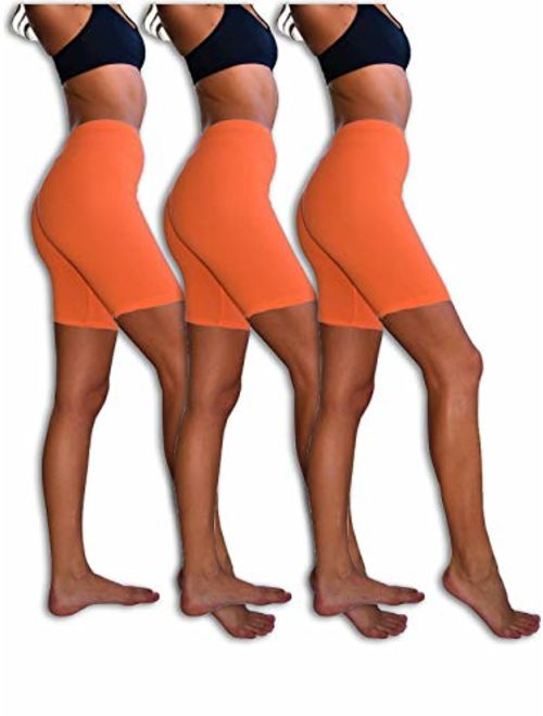 Sexy Basics Slip Shorts | 3-Pack Bike Shorts | Cotton Spandex Stretch Boyshorts for Yoga/Workouts