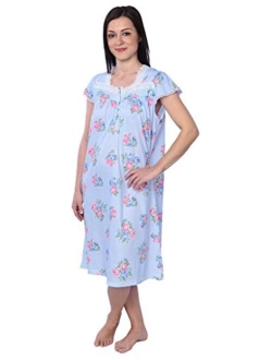 Beverly Rock Women's Cotton Blend Floral Print Short Sleeve Knit Nightgown