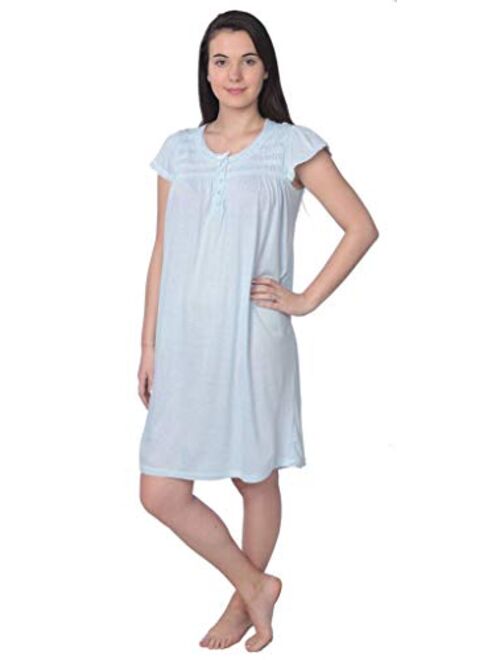 Beverly Rock Women's Cotton Blend Floral Print Short Sleeve Knit Nightgown