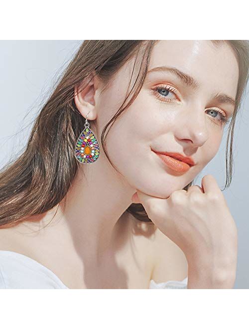 7 Pairs Bohemian Earrings National Retro Rhinestone Ear Stud boho Eardrop