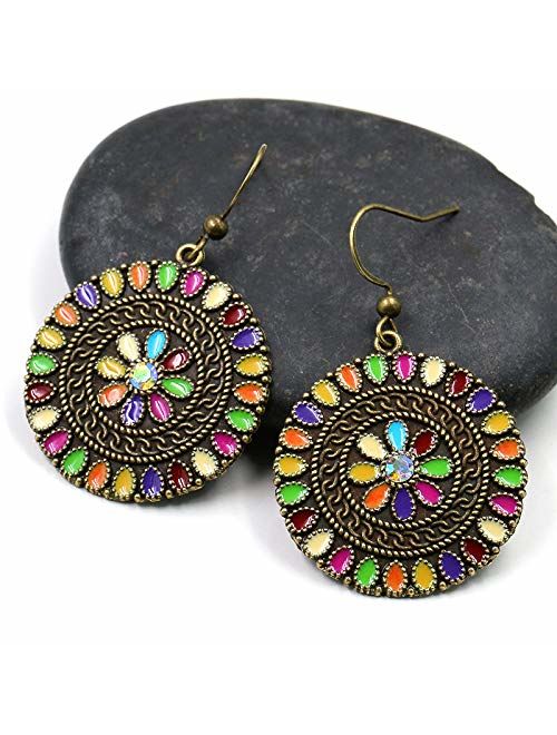 7 Pairs Bohemian Earrings National Retro Rhinestone Ear Stud boho Eardrop