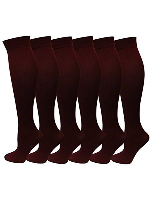 6 Pairs Pack Women Stretchy Spandex Trouser Socks Opaque Knee High