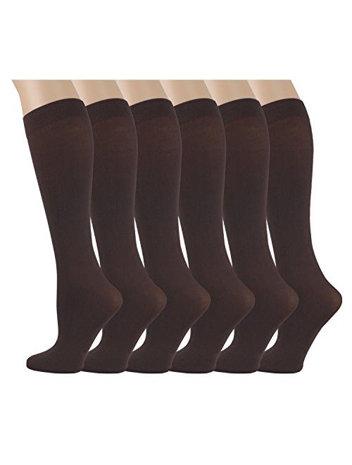 6 Pairs Pack Women Stretchy Spandex Trouser Socks Opaque Knee High