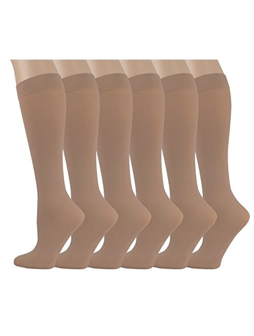 6 Pairs Pack Women Stretchy Spandex Trouser Socks Opaque Knee High