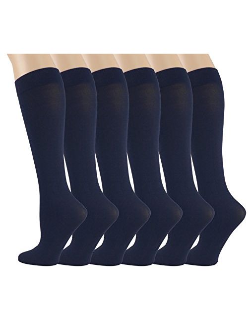 6 Pairs Pack Women Stretchy Spandex Trouser Socks Opaque Knee High