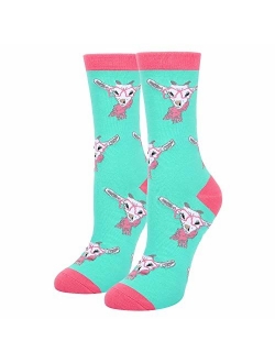 HAPPYPOP Womens Cute Chicken Goat Hen Farm Socks, Novelty Crazy Funny Socks